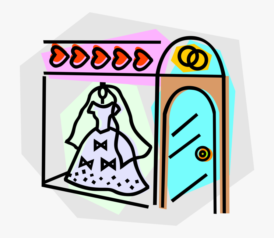 Vector Illustration Of Bride"s Wedding Dress Hangs, Transparent Clipart