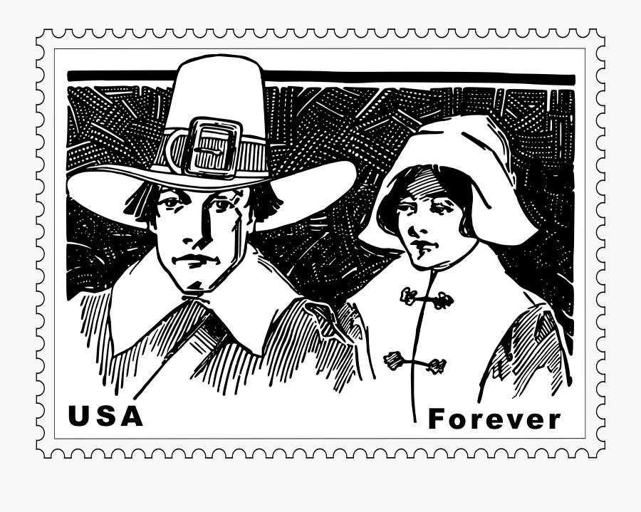 Thanksgiving Stamp Clip Art Stock - Old Pilgrims Signs Clipart, Transparent Clipart