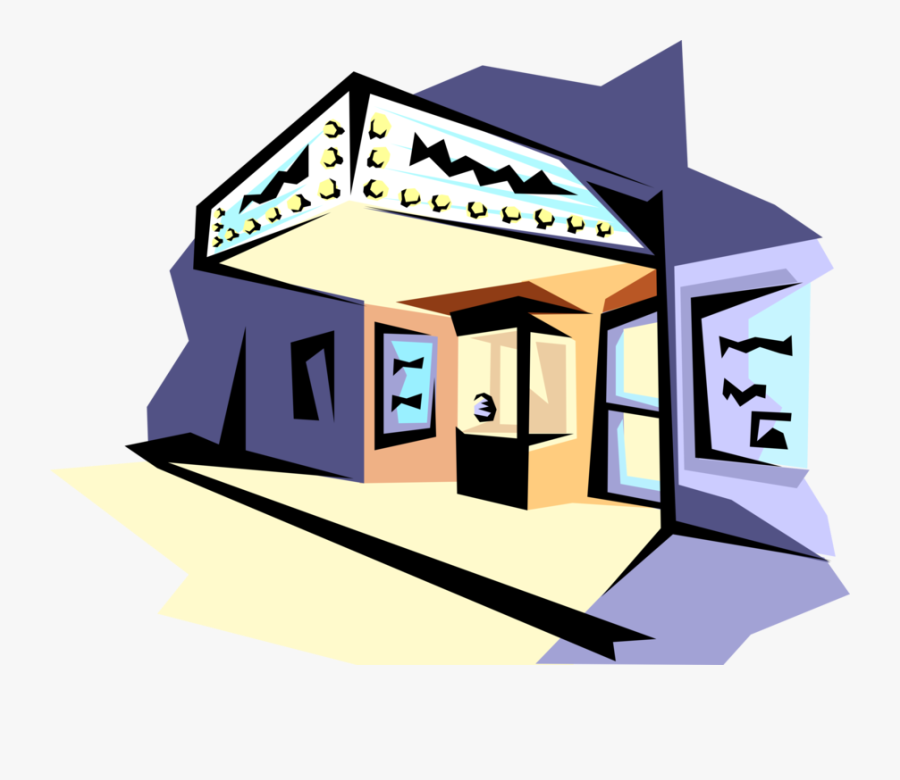 Vector Illustration Of Cinema Movie Theatre Or Theatre - Cinema Entrance Cartoon Png, Transparent Clipart