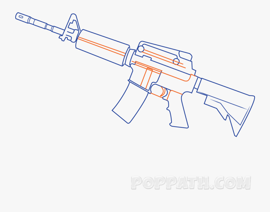 Drawn Rifle M16 - Ranged Weapon, Transparent Clipart