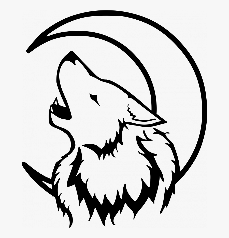 Medium Size Of How To Draw An Easy Wolf Face Half A - Crescent Moon With Wolf, Transparent Clipart