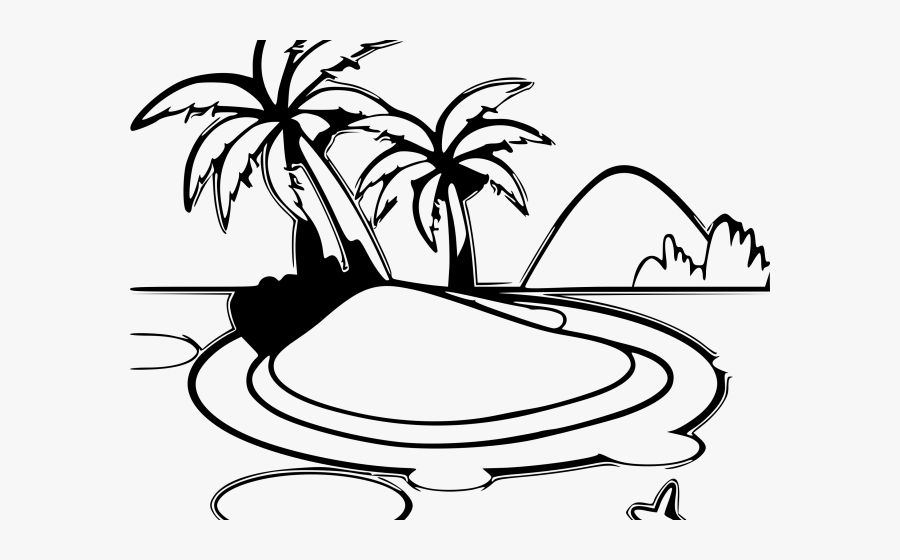Clipart Picture Of Island - Small Island Clipart Black White, Transparent Clipart