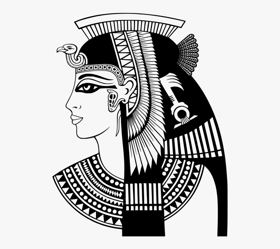 Line Art,art,blackandwhite - Cleopatra Clipart Black And White, Transparent Clipart