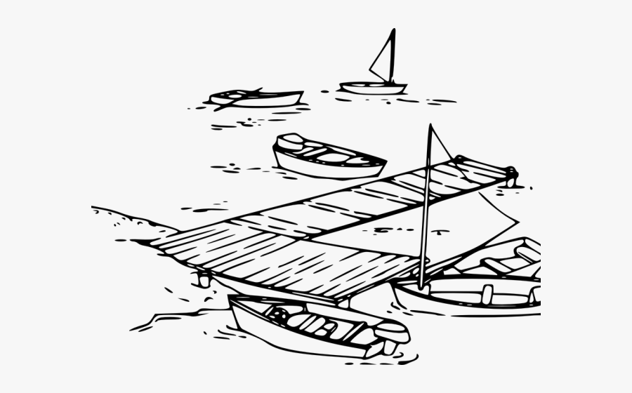 Pier Clipart Vector - Dock With Ships Drawing, Transparent Clipart