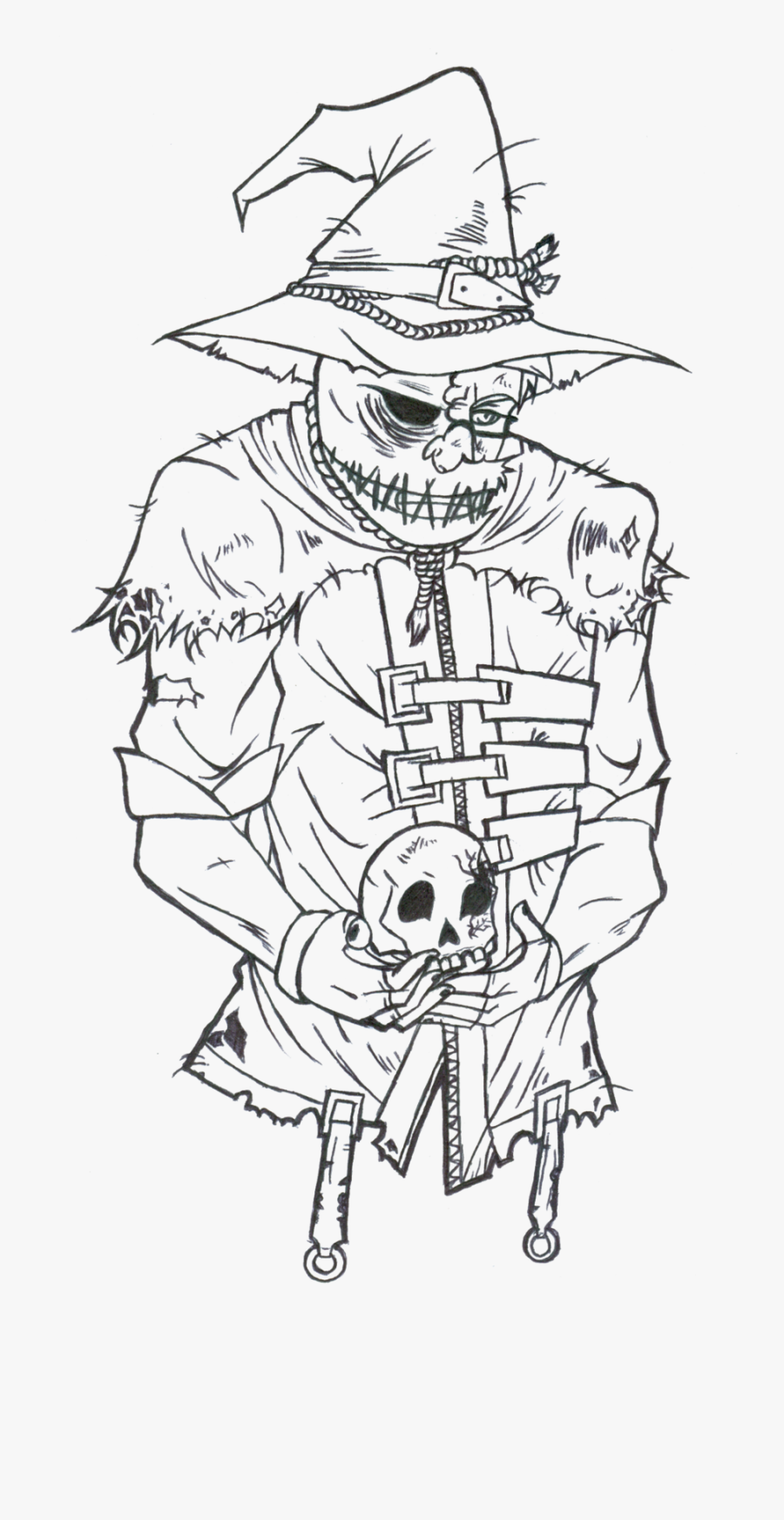 Drawing Dark Batman - Spooky Scarecrow Coloring Page , Free Transparent Cli...