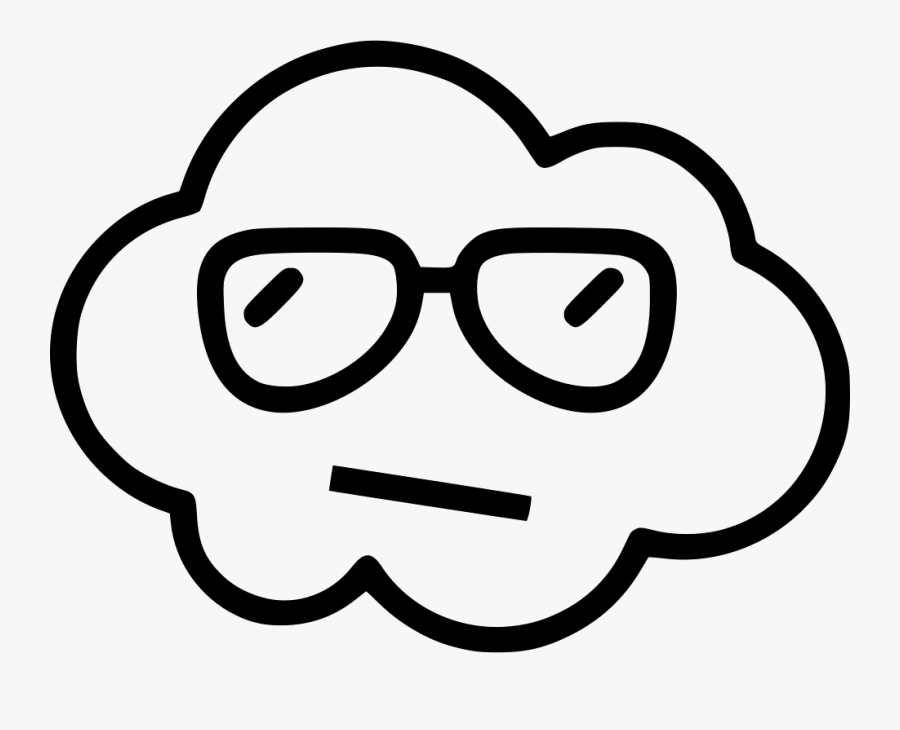 Clipart Black And White Cloud Cool Guy Face - Cloud With Smiley Face, Transparent Clipart