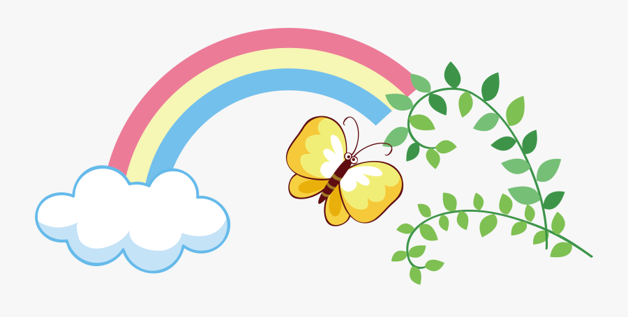 Transparent Butterfly Clipart - Rainbow And Butterflies Clipart, Transparent Clipart