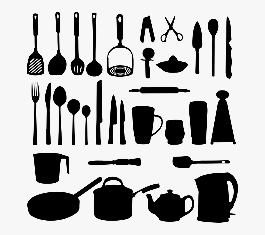 Transparent Fork Silhouette Png - Kitchen Utensils Vector Png, Transparent Clipart