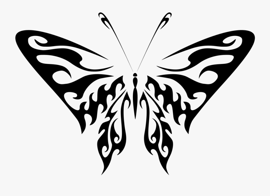 Butterfly Line Art - Black White Butterfly Clip Art Free, Transparent Clipart