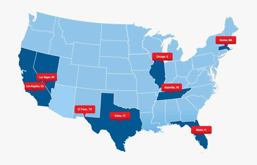 Brands And Services Map - Usa Fly Over States, Transparent Clipart