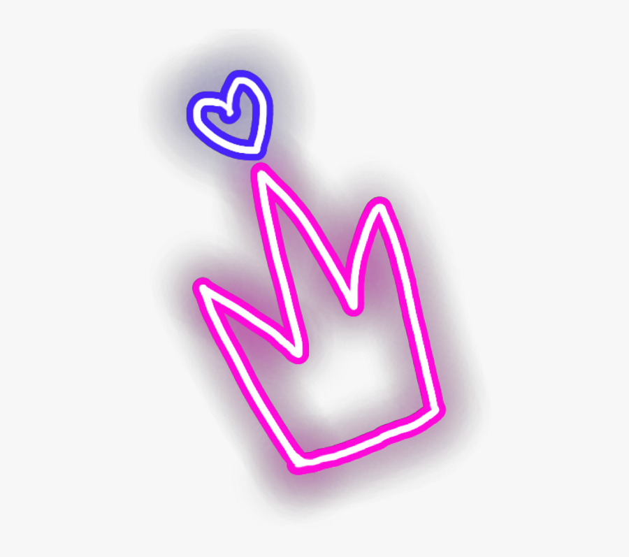 Transparent Neon Heart Png - Aesthetic Transparent Heart Neon Crown, Transparent Clipart