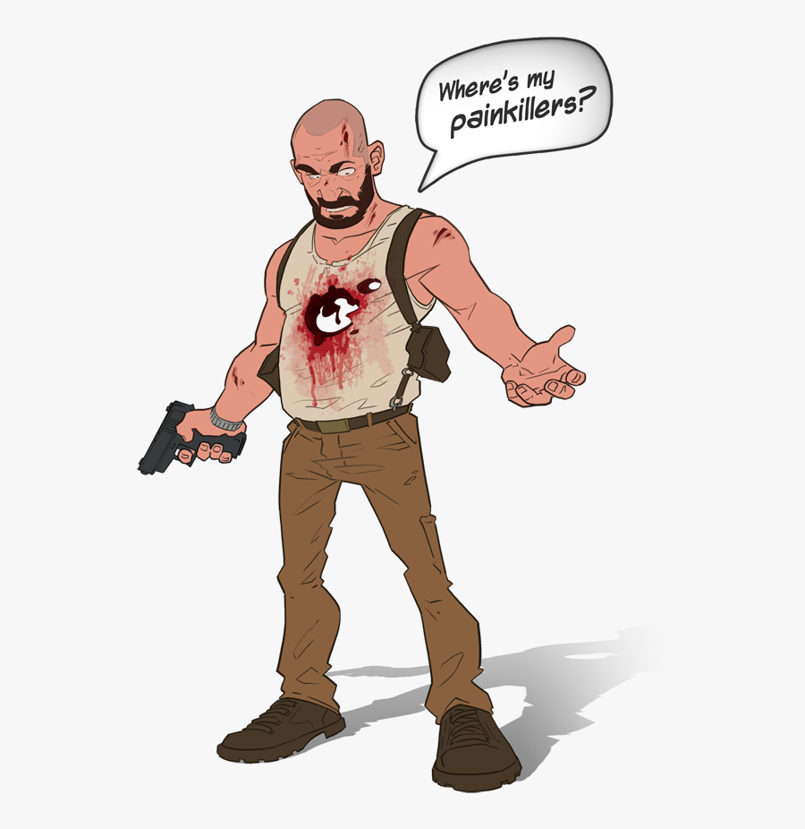 Action Game Man Mascot - Max Payne 3 Style, Transparent Clipart