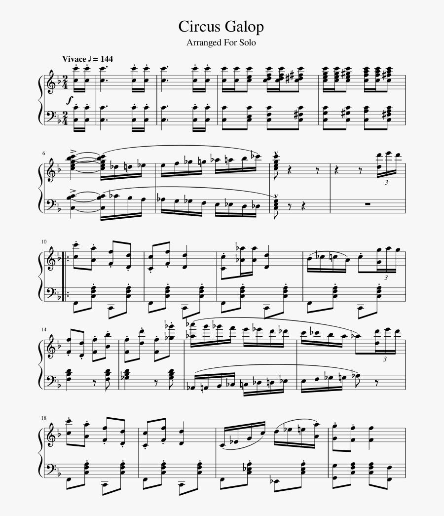 Transparent Piano Clipart - Circus Galop Piano Music, Transparent Clipart