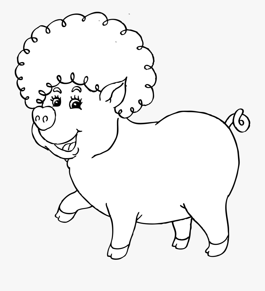 Circus Skills Clown Pig To Colour In - Cartoon, Transparent Clipart