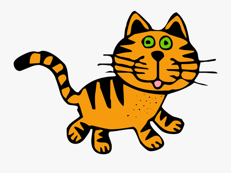 Drawn Feline Tabby Cat - Black White Striped Kitty, Transparent Clipart