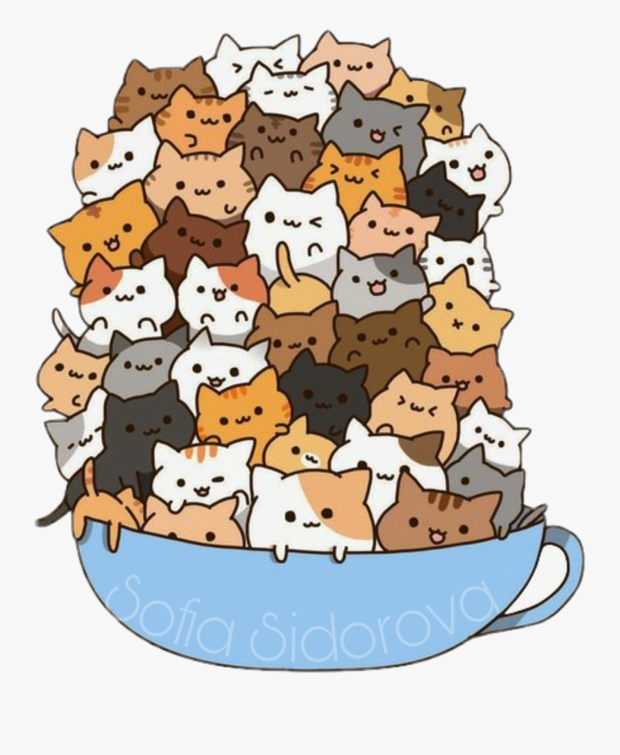 Watermark Stickers 😀 - Cartoon Cats In A Cup, Transparent Clipart