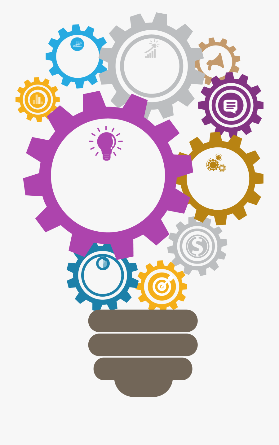 Light Lighting Gear Bulb Incandescent Png Free Photo - Gear Bulb Icon Png, Transparent Clipart