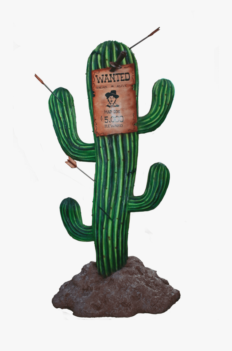 Cactus Sign Western Display Prop Decor Resin Statue- - Cactus Western, Transparent Clipart