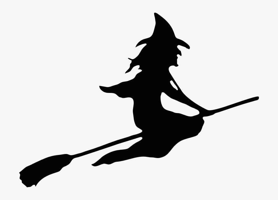 Halloween Witch On A Broom, Transparent Clipart