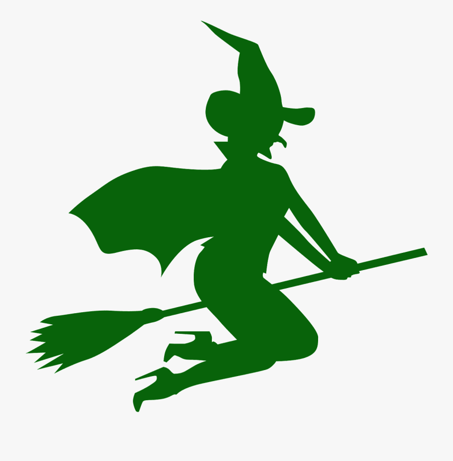 Pink Witch On Broom, Transparent Clipart