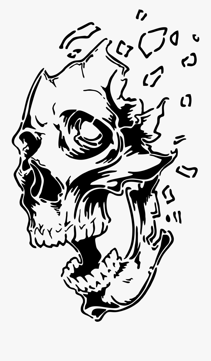 Drawing Skateboard Art - Skull Stencil Vector Airbrush, Transparent Clipart