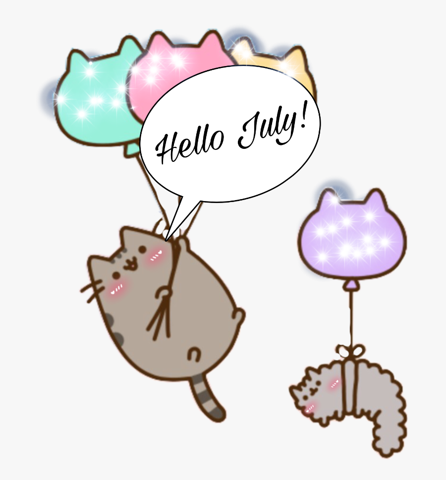 #pusheen #stormy #hellojuly #july #balloons - Pusheen And Stormy On Balloons, Transparent Clipart