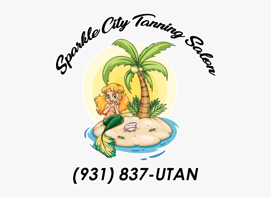 Sparkle City Salon Boutique - Mermaid Cartoon On Island, Transparent Clipart