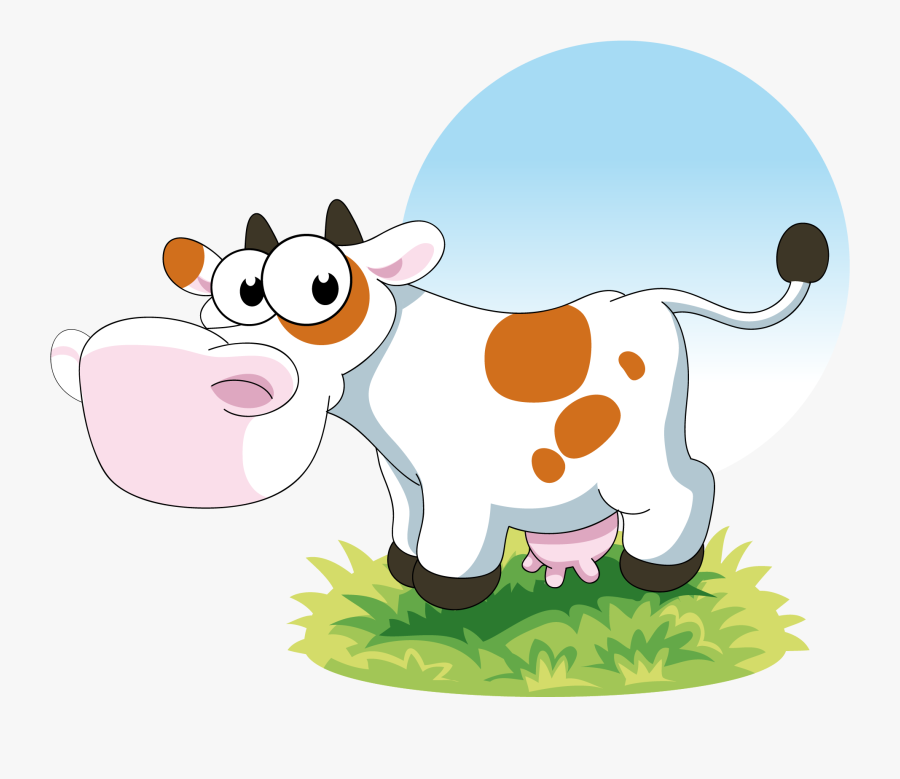 Cute Vector Cartoon Cow Cattle Free Hd Image Clipart - Farm Vector, Transparent Clipart