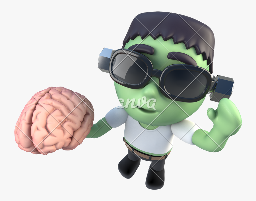 Funny Cartoon Frankenstein Halloween Monster Holding - The Monster, Transparent Clipart