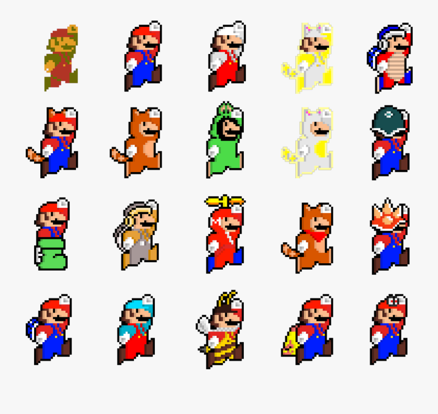 Boomerang Mario, Beetle & Spiny Helmet And Cappy All - Super Mario World Power Ups Pixel Art, Transparent Clipart