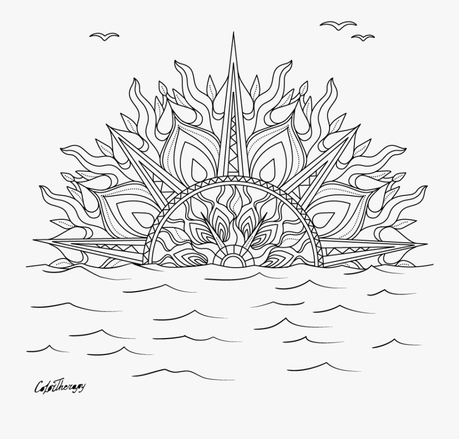 Sunset Coloring Pages For Adults, Transparent Clipart