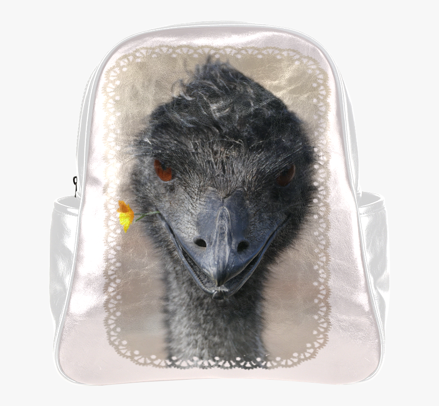 Happy Emu With Yellow Flower Multi-pockets Backpack - Emu, Transparent Clipart