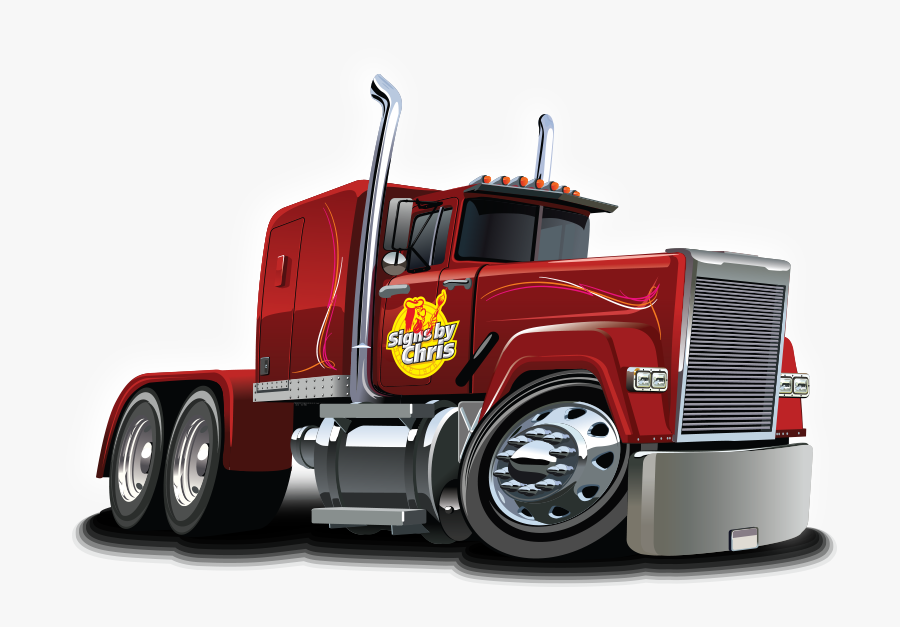 Clip Art Big Rig Graphics - Cartoon Drawings Of Trucks, Transparent Clipart