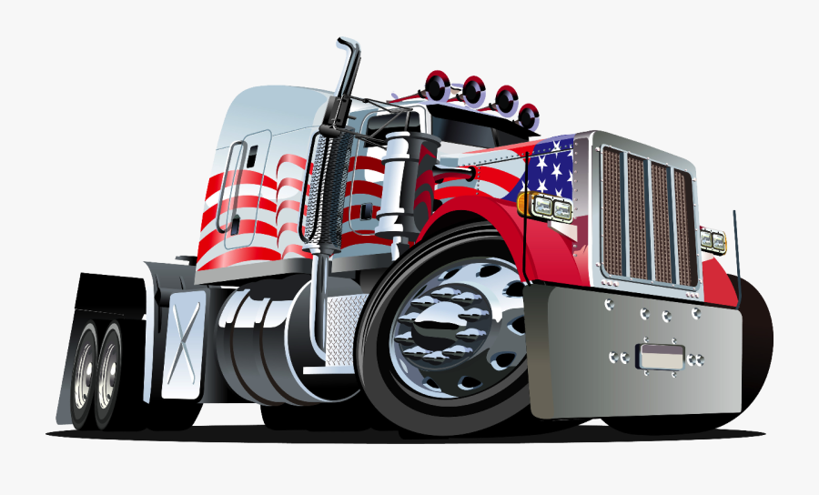 Car Semi-trailer Truck Pickup Truck - American Flag Semi Truck, Transparent Clipart