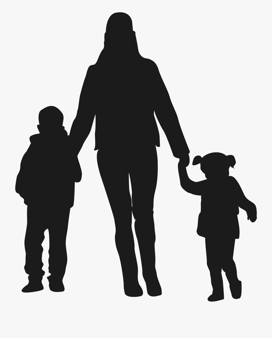 Child Mother Son - Mother Children Silhouette Png, Transparent Clipart