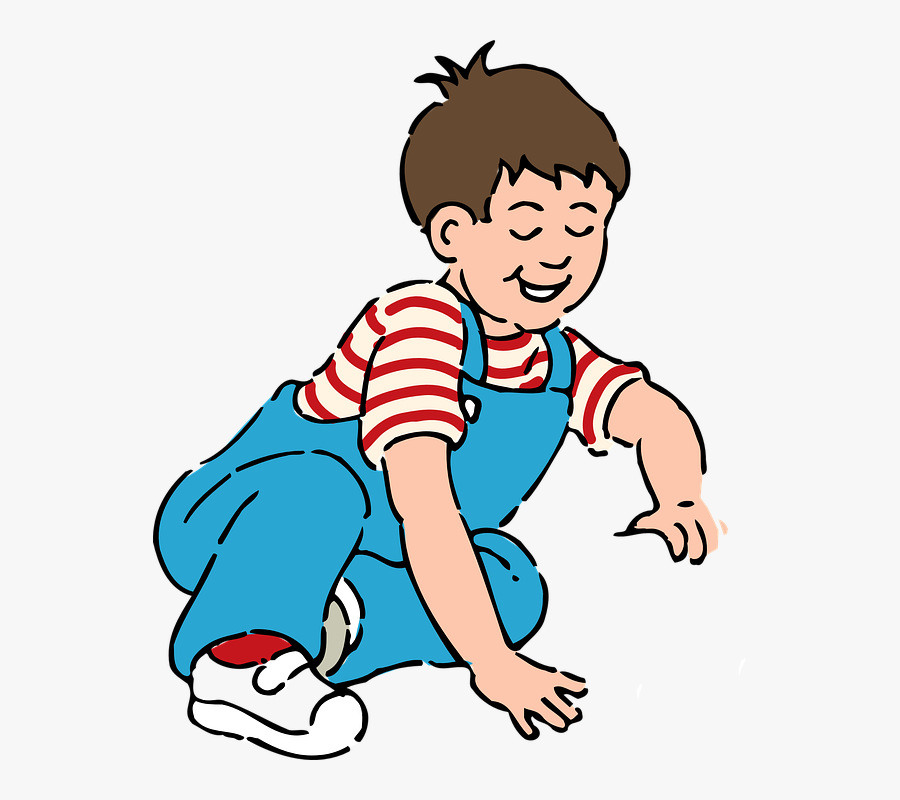 Boy, Sit, Play, Shirt Striped, Flap Trousers, Cute - Boy With A Toy, Transparent Clipart