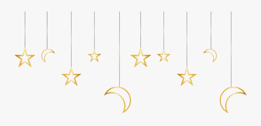 #stars #moon #hangingstars #hangingmoon #gold #charms - Five-pointed Star, Transparent Clipart