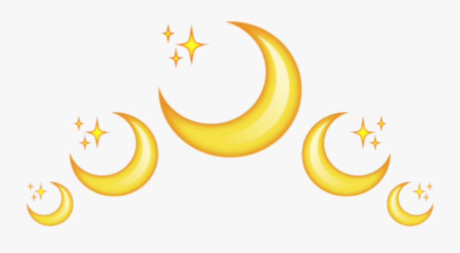 #moon #emoji #luna #crown #corona #back #star #yellow - Corona De Lunas Tumblr Png, Transparent Clipart