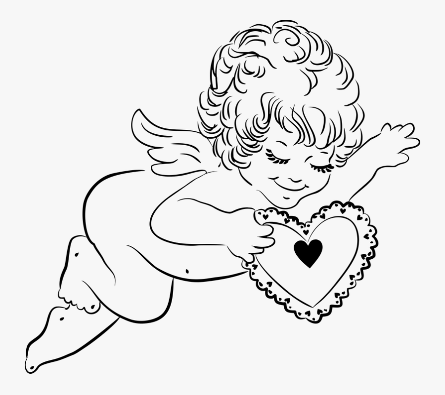 Angel, Cherub, Christmas, Divine, Heart, Heaven - Angel With Heart Clipart, Transparent Clipart