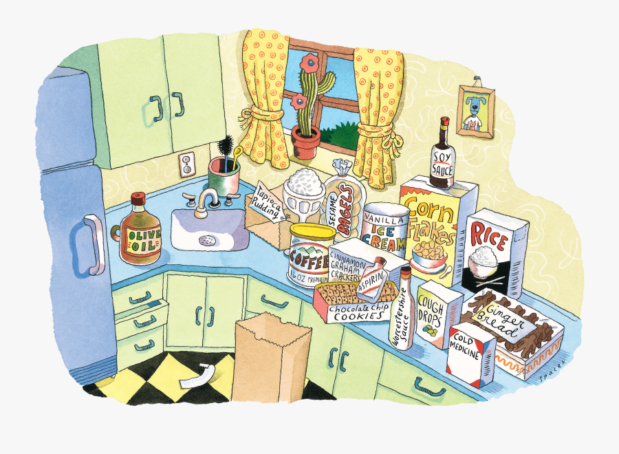 Kitchen Scene With Many Grocery Products - Popsicles From The Grociery Story, Transparent Clipart
