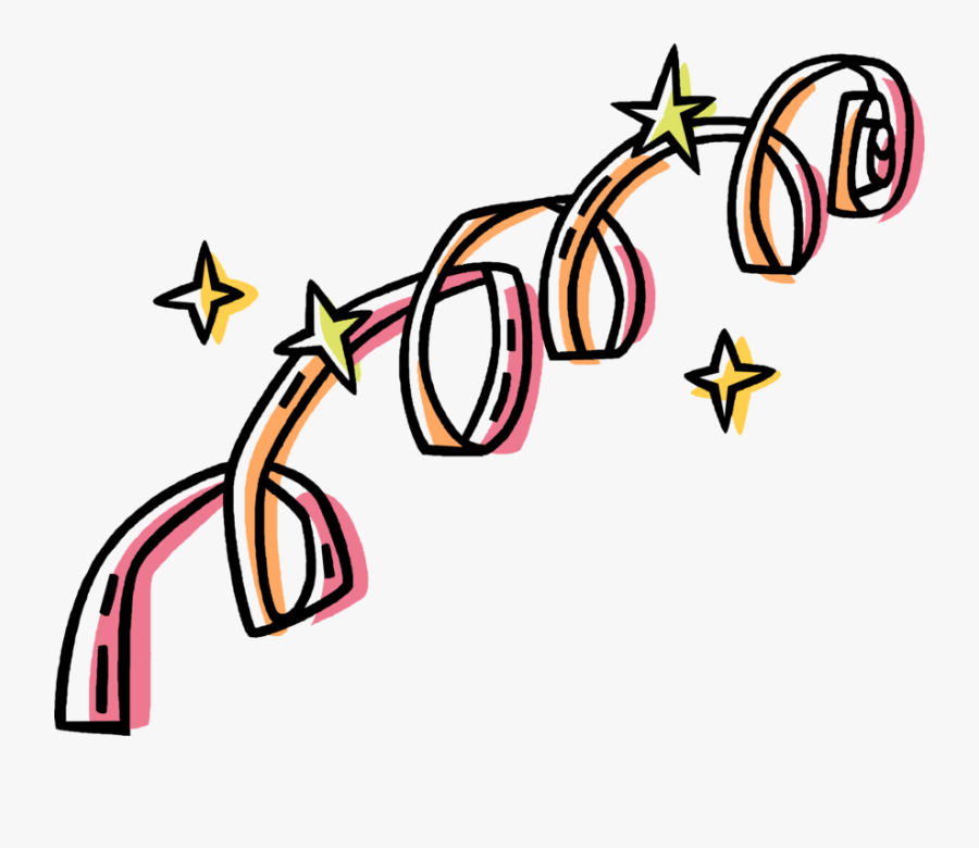 Vector Illustration Of Party Streamer Ribbon With Celebration - Celebration Clip Art Black And White, Transparent Clipart