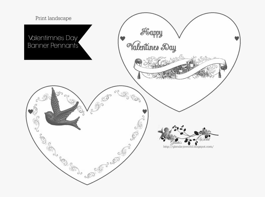 Valentine Heart Banner Pennants , Png Download - Heart, Transparent Clipart