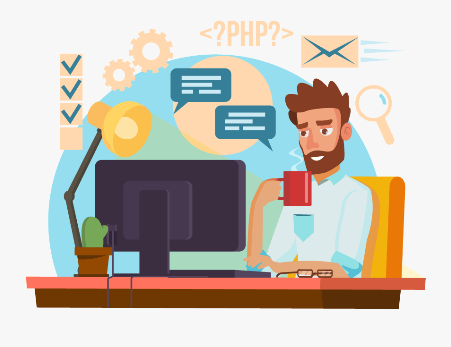 Image Of A Man Working On The Computer - Programmer Man, Transparent Clipart