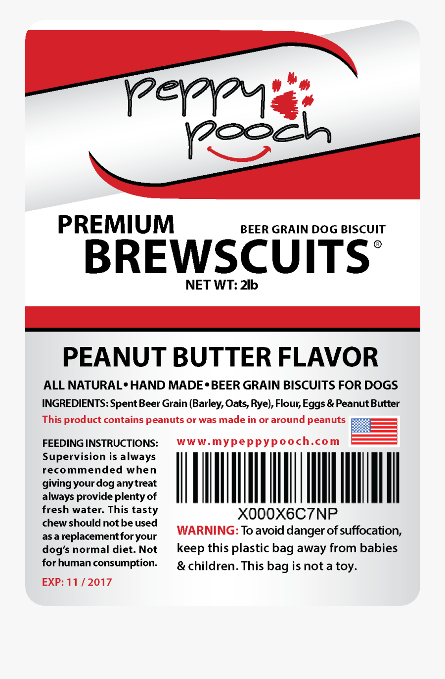Peppy Pooch Peanut Butter Flavor Dog Biscuits Product - Back Label Of Dog Treats, Transparent Clipart