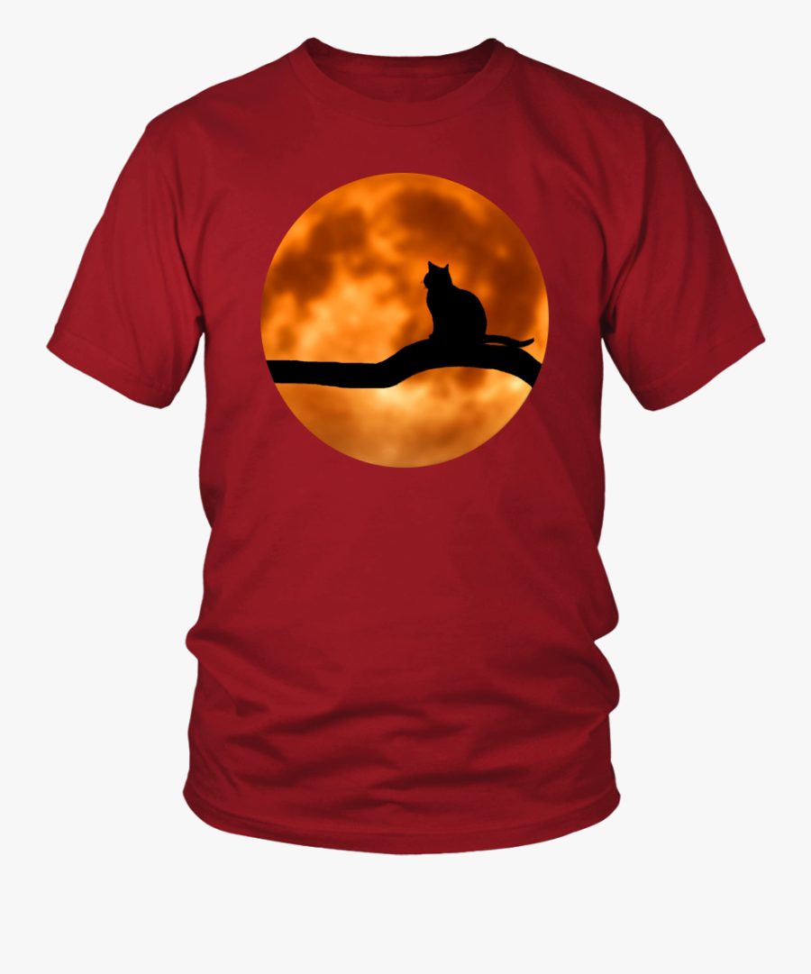 Spooky Black Cat & Full Moon Halloween Unisex T Shirt - Friends T Shirt With Horror Characters, Transparent Clipart