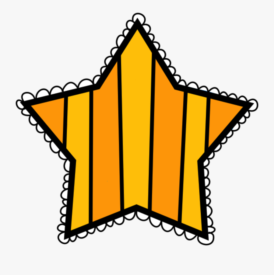 Striped Star Bright Yellow - Polka Dot Star Clipart, Transparent Clipart