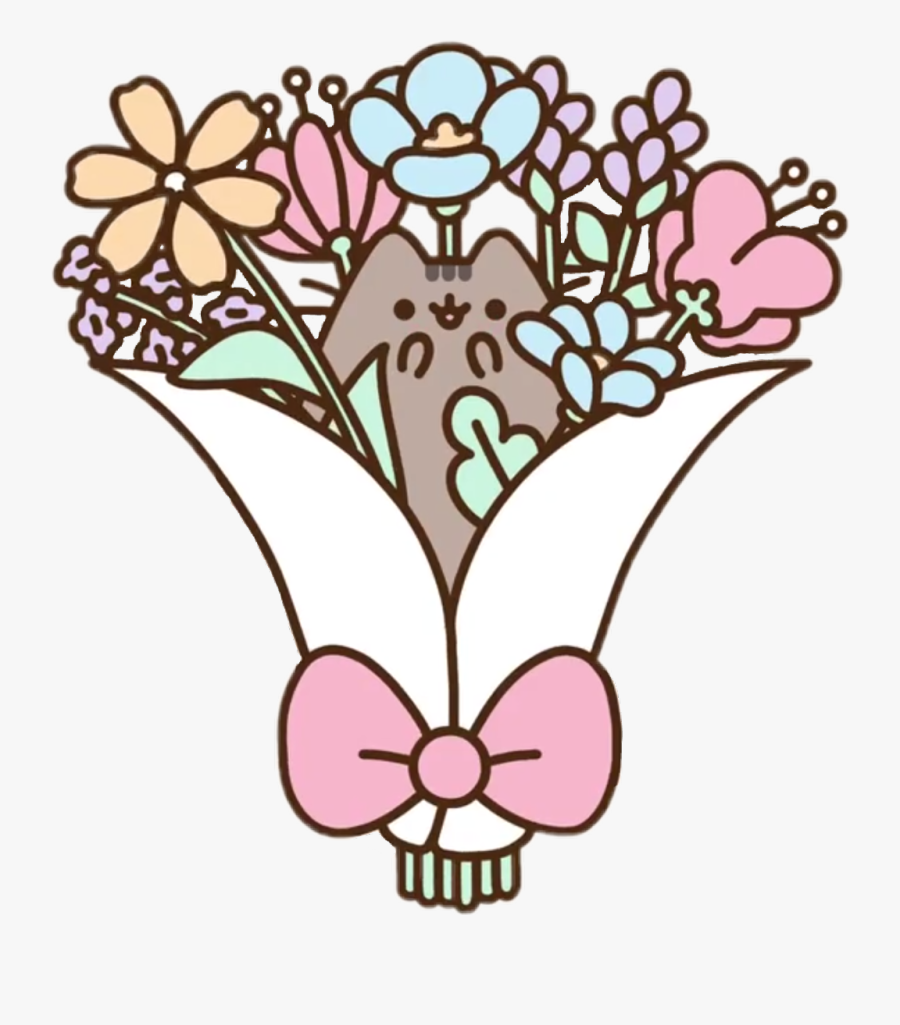 This Was Hard Xd - Pusheen Flowers, Transparent Clipart