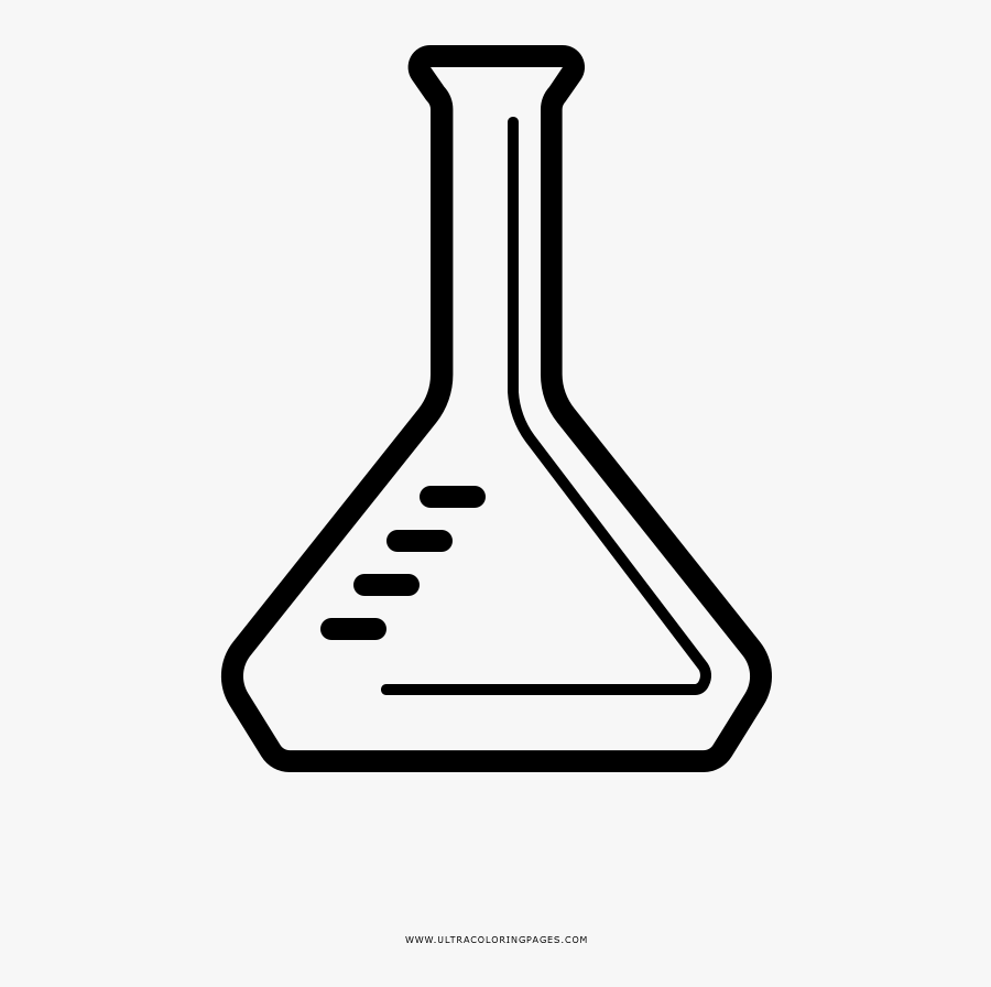 Erlenmeyer Flask Coloring Page - Line Art, Transparent Clipart