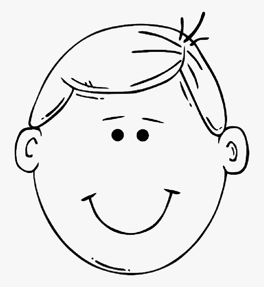 Transparent Blank Faces Clipart - Boy Face Clipart Black And White, Transparent Clipart