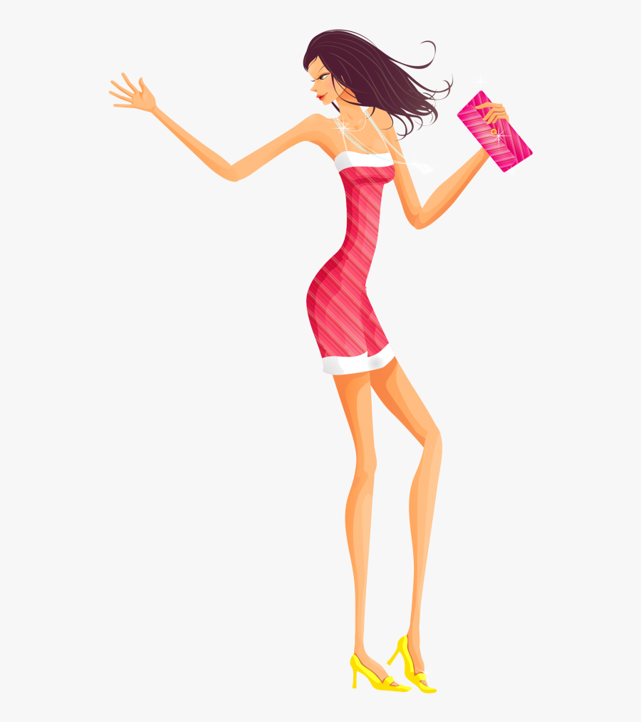 Party Girl Dancing Png - Tall And Slim Girl Cartoon, Transparent Clipart